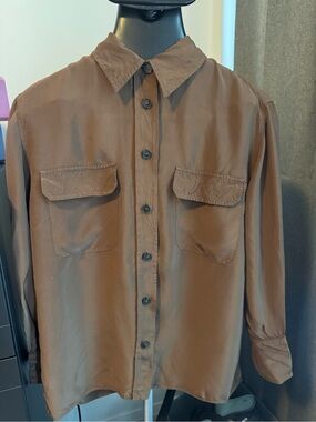 ZARA Brown Flowy Utility Button-Front Shirt Size M